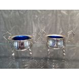 A pair of silver salts complete with blue liners