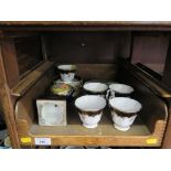 A set of five Royal Albert Regina series Black Diamond tea cups and saucers, a pair of Japanese side