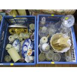 Various Tureen lids, glass lustre parts, Waymaster kitchen scales and other glass and ceramics (