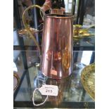 A W.A.S. Benson copper jug with brass handle, with impressed W.A.S. Benson mark, 17cm