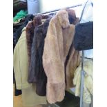 Three fur coats, a bag and other accessories