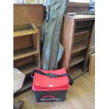 A fishing rod case containing Shakespeare Europa XL Beach Caster, Conlon 1000, Zebco Express Cup