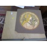 After Jane Atche Femme a la Marguerite Chromolithograph 30cm diameter, mounted and unframed And a
