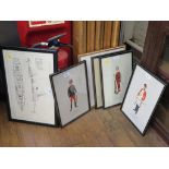 A set of four prints depicting historical military dress, published by Hugh Evelyn and two