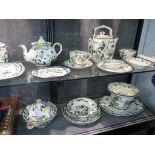 Masons Ironstone Chartreuse pattern dinnerwares including tureen and cover, serving plate, teapot,