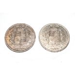 Two Victorian crowns 1844 and 1847