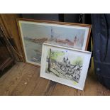 After Horbelot View of the left bank and Notre Dame Colour lithograph, inscribed in pencil 26cm x