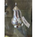 A Chinese export silver pepper pot, with dragon decoration, 7cm high