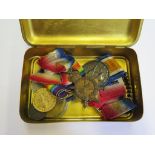A Princess Mary 1914 Christmas box, with 1914-15 Star, 1914-19 medal, 1914-18 medal, presented to