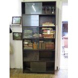 A Phoenix Bookcases stained oak stacking bookcase, the six shelves with sliding glass doors, 91cm