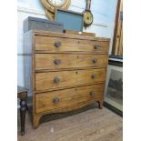 An early 19th century mahogany chest of drawers, with ebony stringing, the four long graduated