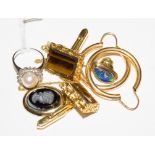 A miscellaneous lot to include 9 carat gold, opal tie tack, a pair of hoop earrings, a pair of