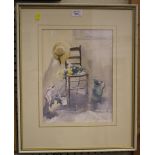 Diana Scott 'The Straw Hat' Watercolour Signed 32cm x 24.5cm