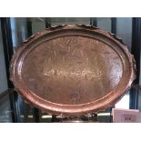 A Townshend's Ltd cast copper Acanthus oval tray with pussy-willow buds pattern, regd. trade mark