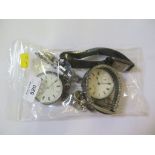Two silver pocket watches, two wristwatches, silver bracelet, etc