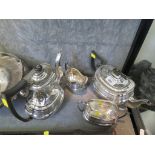 A silver plated four piece tea set