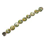 A Persia bracelet with nine paintings on round mother of pearl plaques