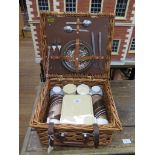 A Brexton wicker picnic set, for two, with ceramic plates