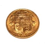 A William IV gold shield back sovereign, 1832