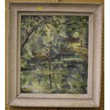 Lewis Cook Tranquil Water Oil on board Signed and dated '49 50cm x 44cm