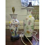 Two ceramic Oriental design baluster table lamps circa 1930s, 29 and 35 cm high (2)