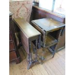 An Edwardian stained beech Sutherland table with turned supports, 60cm and an oak bobbin turned