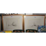 Unsigned A pair of 19th century ink drawings depicting coastal shipping in choppy waters 20cm x 14.