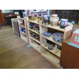 A set of three pine open bookcases, 63cm wide 89cm high