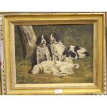 After A.H. Malloy Hunting dogs at rest Oil on canvas Inscribed 'Copied A.H. Malloy 1888' 32cm x