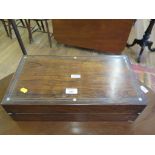 A rosewood and mother of pearl inlaid writing box, with fitted interior 45.5cm wide, and a