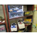 1:18 scale cars: five including Hot Wheels HSBC Ford and Quartzo Team Lotus; Air Ambulance and