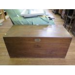 A 19th century camphorwood chest, of rectangular form with inset front handle, 94cm wide, 44cm deep,