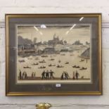 L.S. Lowry (1887 - 1976) Crime Lake Lithograph Signed in pencil and with blind stamp 45.5cm x 60cm