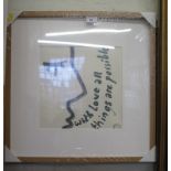 Richard Conway-Jones 'With Love all things are Possible' Ink, monogrammed and stamped 29cm square