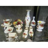 A Royal Albert Old Country Roses coffee cup and saucer and various other Old Roses pattern