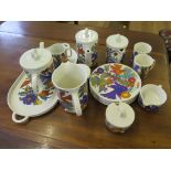 A Villeroy and Boch Acapulco pattern part breakfast service including teapot, coffee pot, jugs and