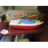 A Sutcliff Models Racer 1 all steel speed boat, with original box