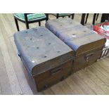 Two tin trunks, 59cm and 69cm wide