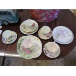 A hand painted part tea service, with floral decoration, signed C. Newall 1984 each initialled P.J.