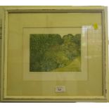 E.S. Elmhirst Kates Garden Etching, signed, no 20/75 limited edition print 14.5cm x 20cm