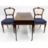 A GEORGE III MAHOGANY PEMBROKE TABLE together with two Victorian rosewood occasional chairs (3)