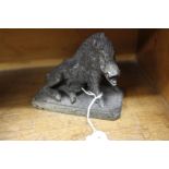 A MODEL OF A BOURGEOIS BULL made out of bronze, mounted on a marble plinth, unsigned 14cm x 12cm