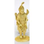 A CARVED IVORY FIGURE of a four armed God, possibly Kali, 16.5cm high, circa 1900