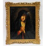 AFTER SASSOFERRAGO 'Madonna at Prayer', oil on canvas, 36cm x 28cm, with marks to reverse