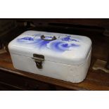A CHINESE BLUE AND WHITE ENAMELLED BREAD BIN 45cm wide, a Danish floor standing lamp, a Victorian