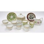 A PART ANTIQUE ENGLISH PORCELAIN TEA SET, an early 19th century Staffordshire jug and, Chamberlain's