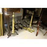 A COLLECTION OF FIRE FURNITURE to include an art deco fender, three fire irons, two fire dogs and