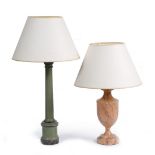TWO PAINTED TABLE LAMPS the largest 67cm high including shade (2)