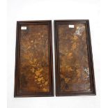 TOP OF A VICTORIAN WALNUT GAMES TABLE and two walnut marquetry panels; and a set of four carved