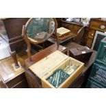 A 19TH / 20TH CENTURY HANDMADE CARPENTERS STATIONERY BOX including technical drawing set and rulers,